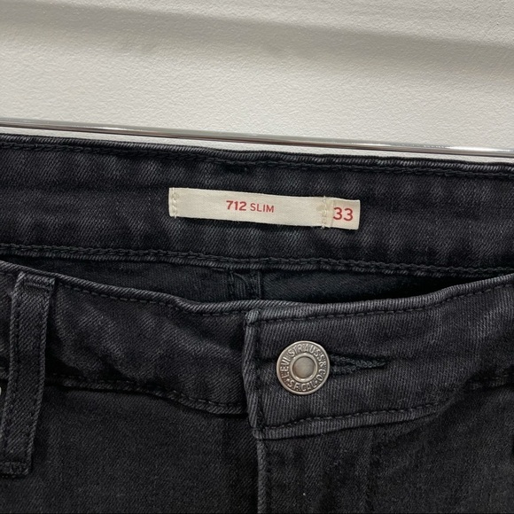 Levi’s 712 Slim Jeans Black Mid Rise 33W 30L - Picture 4 of 11